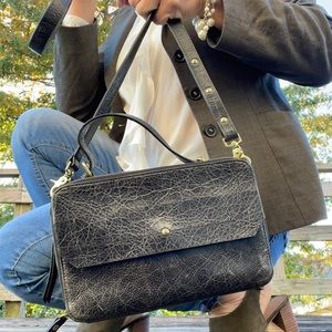 Cynthia Vincent Dark Gray Leather Crossbody Bag